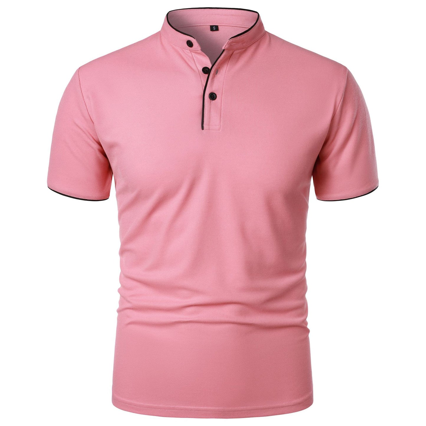 Męska Dopasowana Koszulka z Krótkim Rękawem, Fason Pulower, Jednolity Kolor