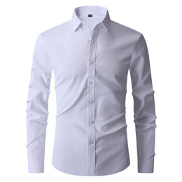 Męska Koszula na Wiosnę i Jesień, Slim Fit, Długi Rękaw, Stretch 4-Kierunkowy, Kolor-Block