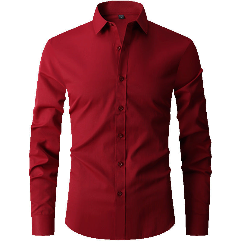 Męska Koszula na Wiosnę i Jesień, Slim Fit, Długi Rękaw, Stretch 4-Kierunkowy, Kolor-Block
