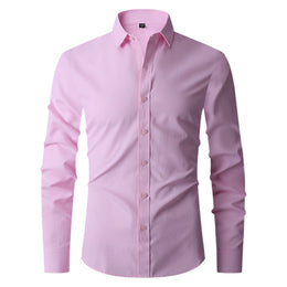Męska Koszula na Wiosnę i Jesień, Slim Fit, Długi Rękaw, Stretch 4-Kierunkowy, Kolor-Block