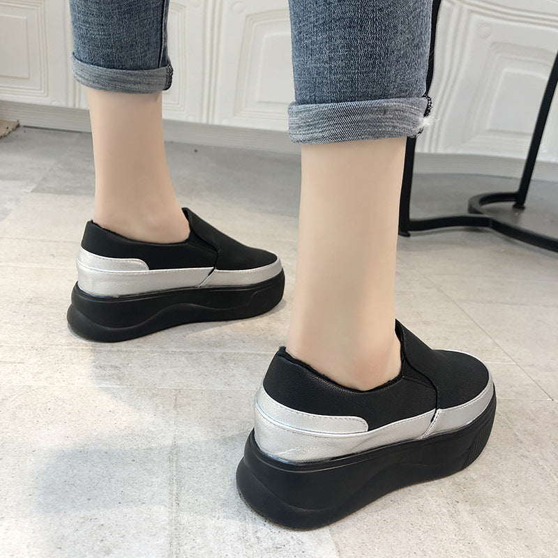 Damskie Buty Na Platformie Ze Skóry Ekologicznej, Ze Średnim Obcasem 3-5 Cm I Gumową Podeszwą