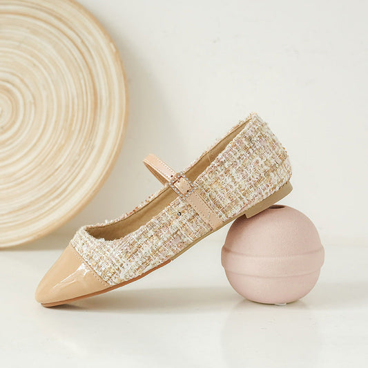 Damskie Jesienne Płaskie Buty Z Kwadratowym Noskiem Z Klamrą Paska Wsuwany Design