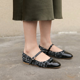 Damskie Jesienne Płaskie Buty Z Kwadratowym Noskiem Z Klamrą Paska Wsuwany Design