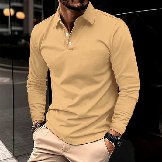 Męska Koszulka Polo z Długim Rękawem Slim Fit – Lekka, Oddychająca