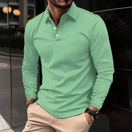 Męska Koszulka Polo z Długim Rękawem Slim Fit – Lekka, Oddychająca
