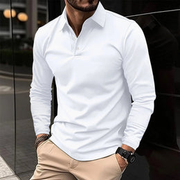 Męska Koszulka Polo z Długim Rękawem Slim Fit – Lekka, Oddychająca