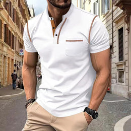 Męska Koszulka Polo z Krótkim Rękawem Slim Fit – Szybkoschnący Poliester