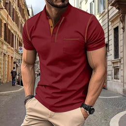 Męska Koszulka Polo z Krótkim Rękawem Slim Fit – Szybkoschnący Poliester