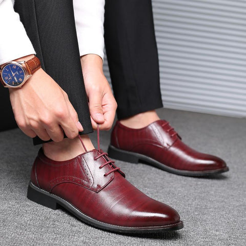 Męskie Buty Wizytowe Plus Rozmiar Niskie Podeszwa Gumowa Z Noskiem