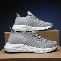 Męskie Sneakersy Za Kostkę Siatkowa Cholewka Platformowa Podeszwa Sznurowane