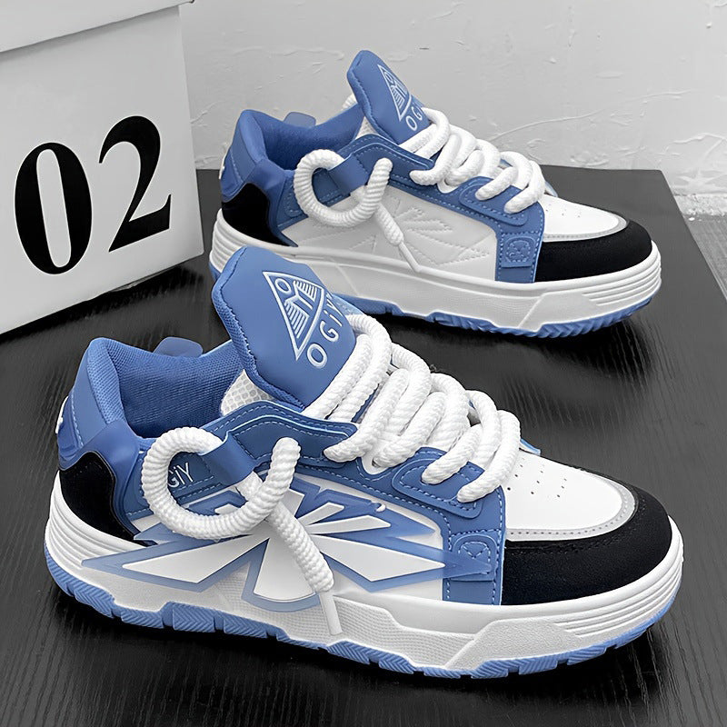 Męskie Wiosenne Sneakersy Z Grubą Gumową Podeszwą, Siateczkową WyśCiółKą I Sznurowanym Zapięciem