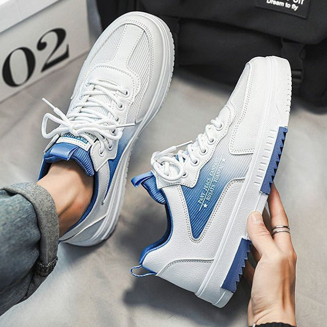 Męskie Sneakersy Z OddychająCymi Panelami Z Siateczki, PodwyżSzająCą Gumową Podeszwą I Sznurowanym Zapięciem