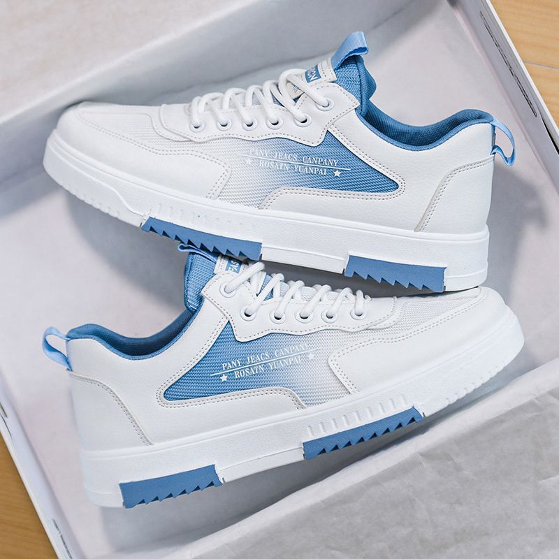Męskie Sneakersy Z OddychająCymi Panelami Z Siateczki, PodwyżSzająCą Gumową Podeszwą I Sznurowanym Zapięciem