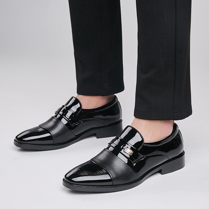 Męskie Zimowe Eleganckie Buty Biznesowe Z Noskiem W Szpic, Cholewką PU I Sznurowaniem