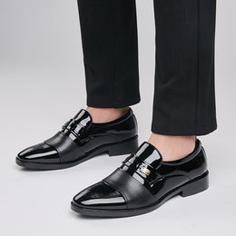 Męskie Zimowe, Formalne Buty Biznesowe, Szpiczasty Nosek, Cholewka Z Pu, Sznurowane, Gumowa Podeszwa