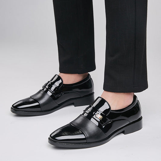 Męskie Zimowe, Formalne Buty Biznesowe, Szpiczasty Nosek, Cholewka Z Pu, Sznurowane, Gumowa Podeszwa