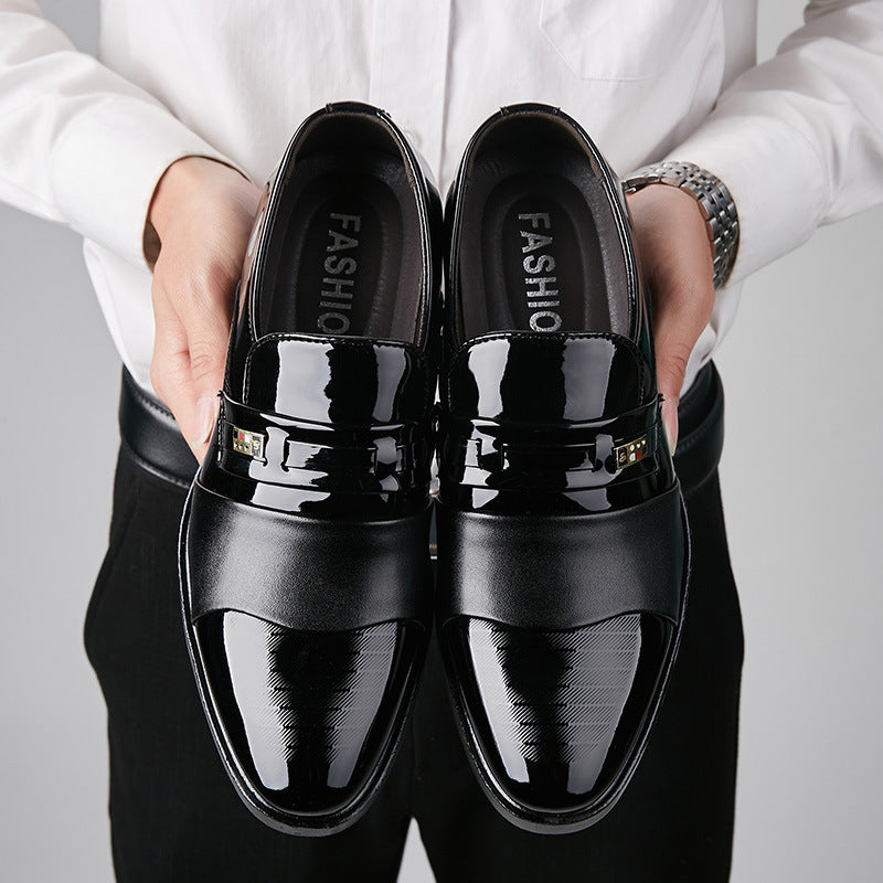 Męskie Zimowe Eleganckie Buty Biznesowe Z Noskiem W Szpic, Cholewką PU I Sznurowaniem