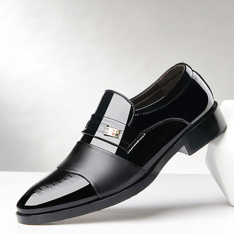 Męskie Zimowe, Formalne Buty Biznesowe, Szpiczasty Nosek, Cholewka Z Pu, Sznurowane, Gumowa Podeszwa