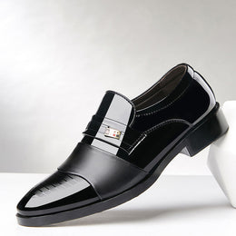 Męskie Zimowe, Formalne Buty Biznesowe, Szpiczasty Nosek, Cholewka Z Pu, Sznurowane, Gumowa Podeszwa