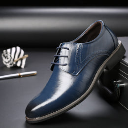 Męskie Formalne Buty Biznesowe Plus Rozmiar, Cholewka Z Pu, Sznurowane, Gumowa Podeszwa, Wodoodporna