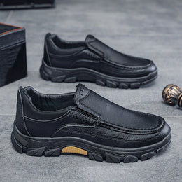 Męskie Jesienne Buty Biznesowe PU Slip-On Gumowa Podeszwa Niski Obcas Okrągły Nosek