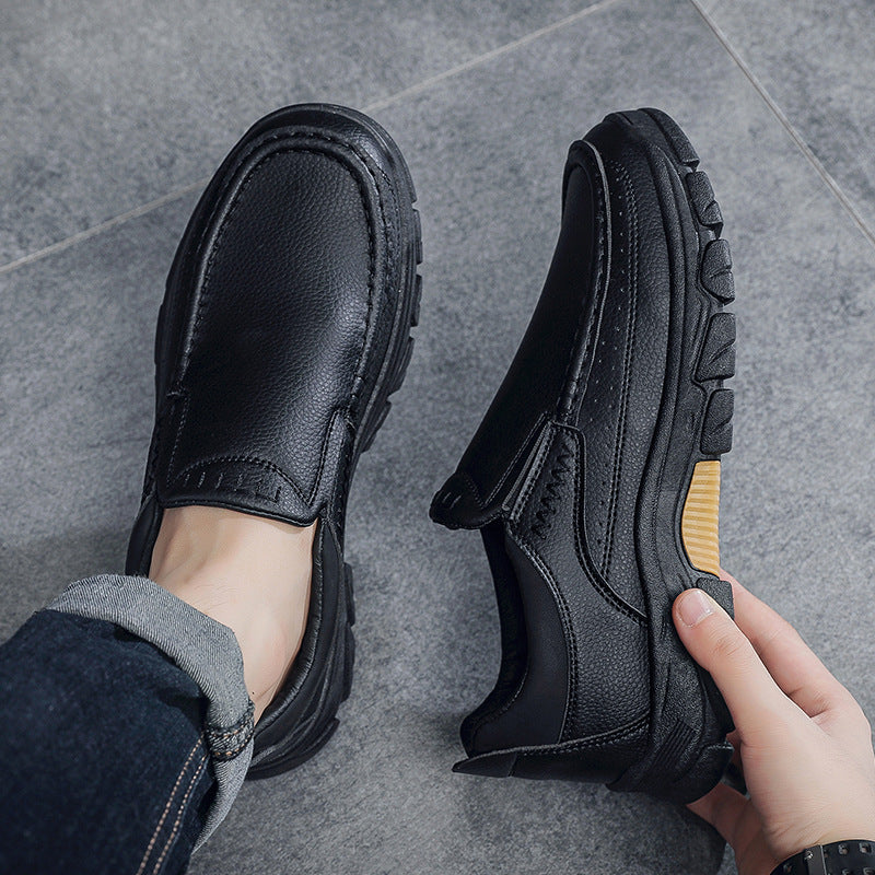 Męskie Jesienne Buty Biznesowe PU Slip-On Gumowa Podeszwa Niski Obcas Okrągły Nosek