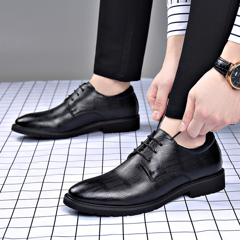 Męskie Eleganckie Buty Wizytowe Z Noskiem W Szpic, Antypoślizgową Podeszwą I Cholewką Ze Skóry Owczej