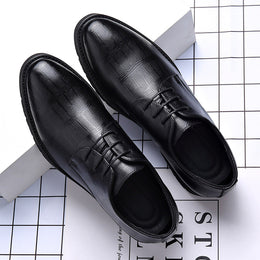 Męskie Eleganckie Buty Wizytowe Z Noskiem W Szpic, Antypoślizgową Podeszwą I Cholewką Ze Skóry Owczej