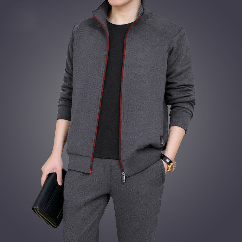 Meskie Dwuczesiowe Dresy Slim Fit Bez Kaptura, Pasujace Spodnie