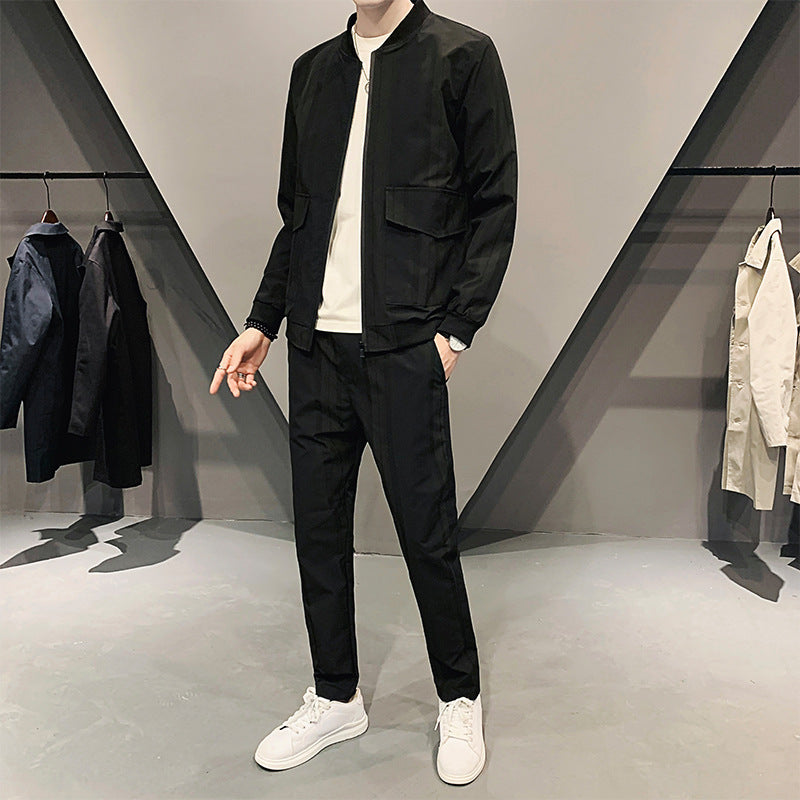 Męski Zestaw Sportowy – Slim Fit, Dwuczęściowy, Bluza z Długim Rękawem i Spodnie