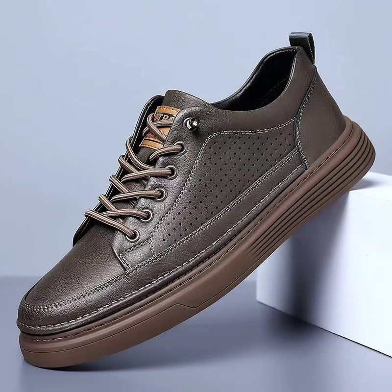 Męskie Wiosenne Sneakersy Niski Krój Oddychająca Cholewka Okrągły Nosek Antypoślizgowa Gumowa Podeszwa