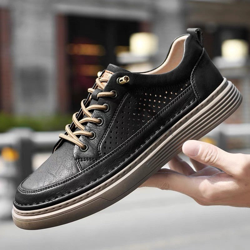 Męskie Wiosenne Sneakersy Niski Krój Oddychająca Cholewka Okrągły Nosek Antypoślizgowa Gumowa Podeszwa