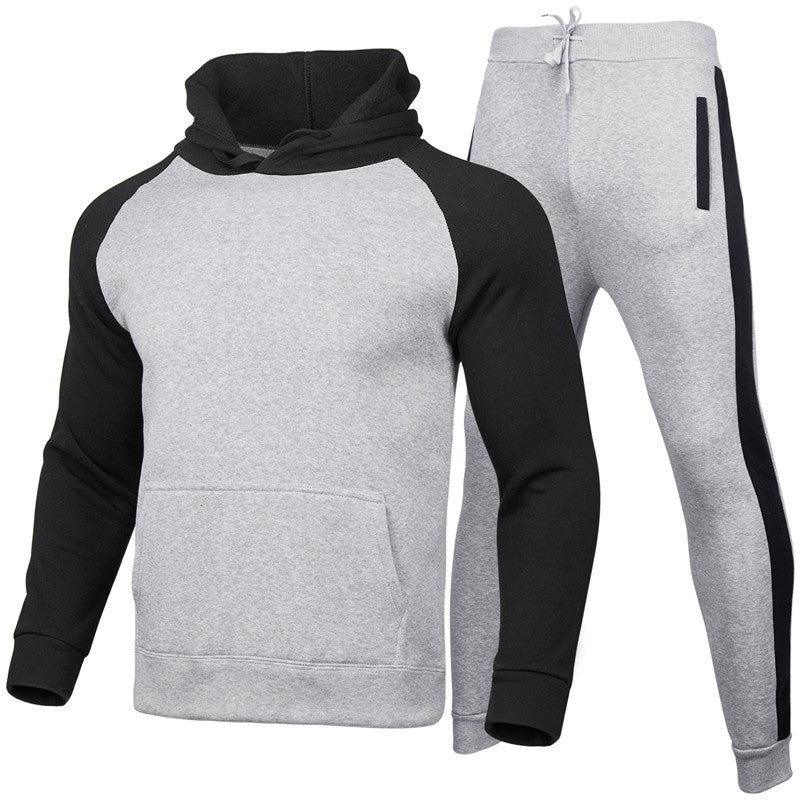 Męski Dres Dwuczęściowy – Bluza z Kapturem, Luźne Spodnie, Color Block