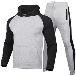 Męski Dres Dwuczęściowy – Bluza z Kapturem, Luźne Spodnie, Color Block