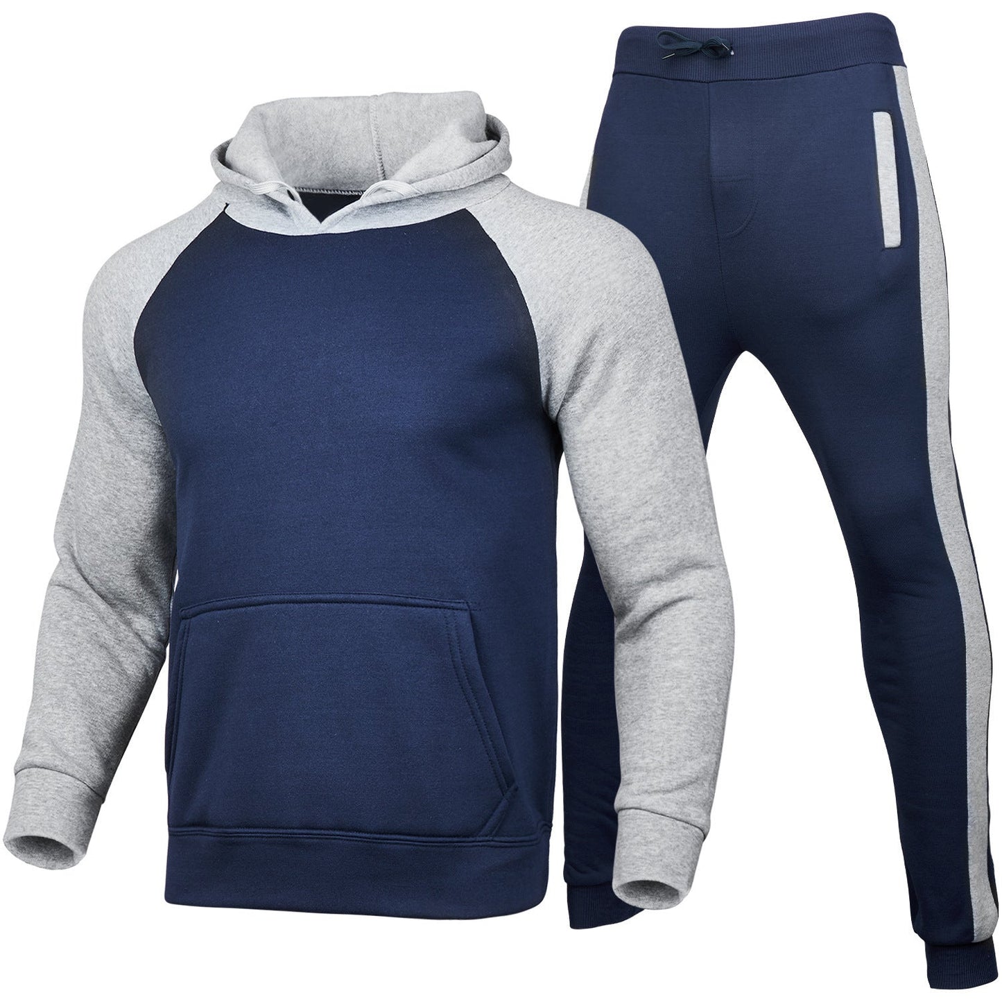 Męski Dres Dwuczęściowy – Bluza z Kapturem, Luźne Spodnie, Color Block