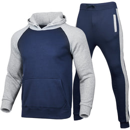 Męski Dres Dwuczęściowy – Bluza z Kapturem, Luźne Spodnie, Color Block