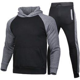 Męski Dres Dwuczęściowy – Bluza z Kapturem, Luźne Spodnie, Color Block