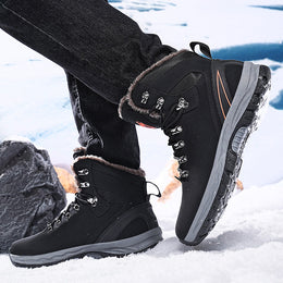 Męskie Zimowe Buty Śniegowe Plus Rozmiar Z Podszewką Z Polaru, Wysoką Cholewką I Podeszwą Tpr