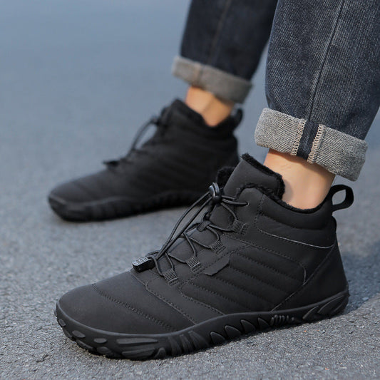 Męskie Zimowe Buty Śniegowe Z Pluszową Podszewką, Antypoślizgową Gumową Podeszwą, Sznurowane, Z Okrągłym Noskiem