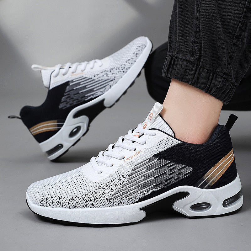 Męskie Wiosenne Sneakersy z Poduszką Powietrzną Pleciona Cholewka Antypoślizgowa Podeszwa PVC
