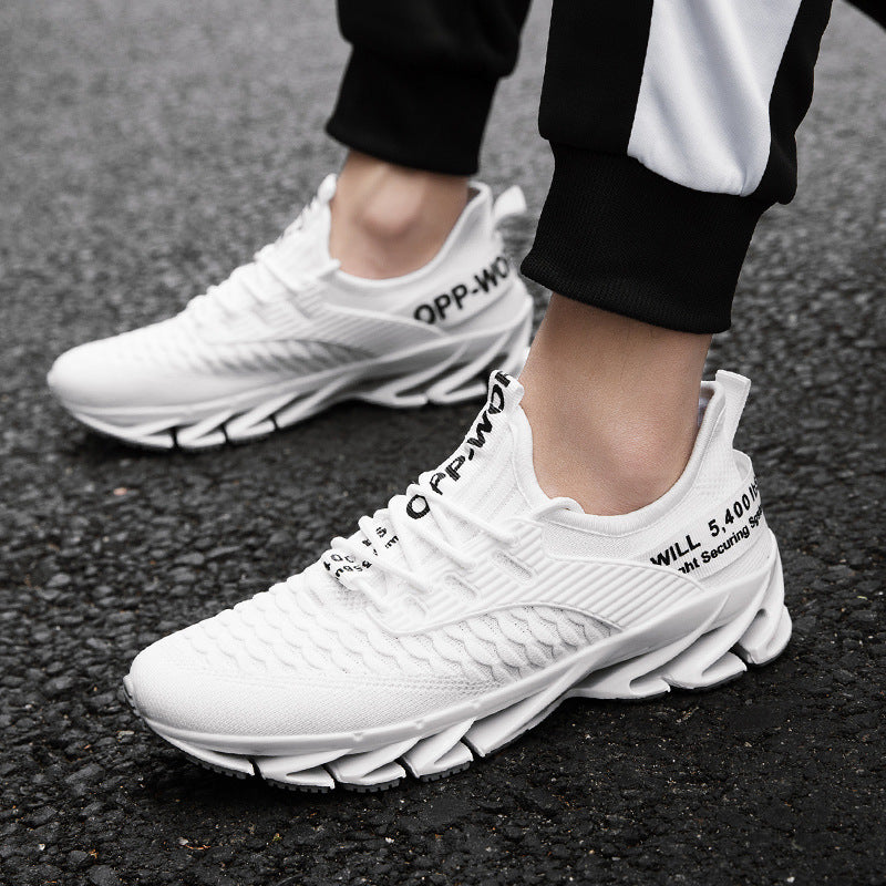 Męskie Jesienne Buty Do Biegania Oddychająca Cholewka z Siatki Fly-Woven Podeszwa TPU Sznurowane
