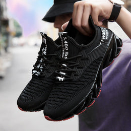 Męskie Jesienne Buty Do Biegania Oddychająca Cholewka z Siatki Fly-Woven Podeszwa TPU Sznurowane