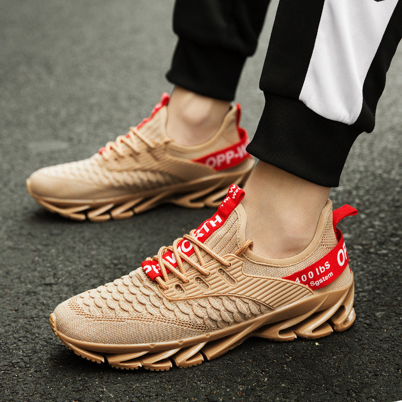 Męskie Jesienne Buty Do Biegania Oddychająca Cholewka z Siatki Fly-Woven Podeszwa TPU Sznurowane