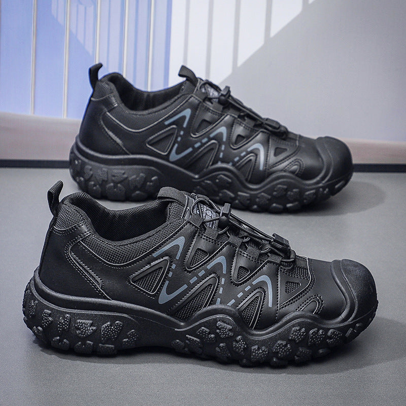 Męskie Outdoorowe Buty Turystyczne Oddychająca Cholewka Średni Obcas Podeszwa Rugged Sznurowane