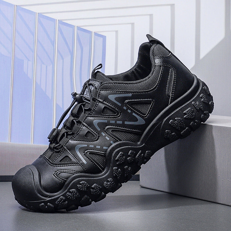 Męskie Outdoorowe Buty Turystyczne Oddychająca Cholewka Średni Obcas Podeszwa Rugged Sznurowane