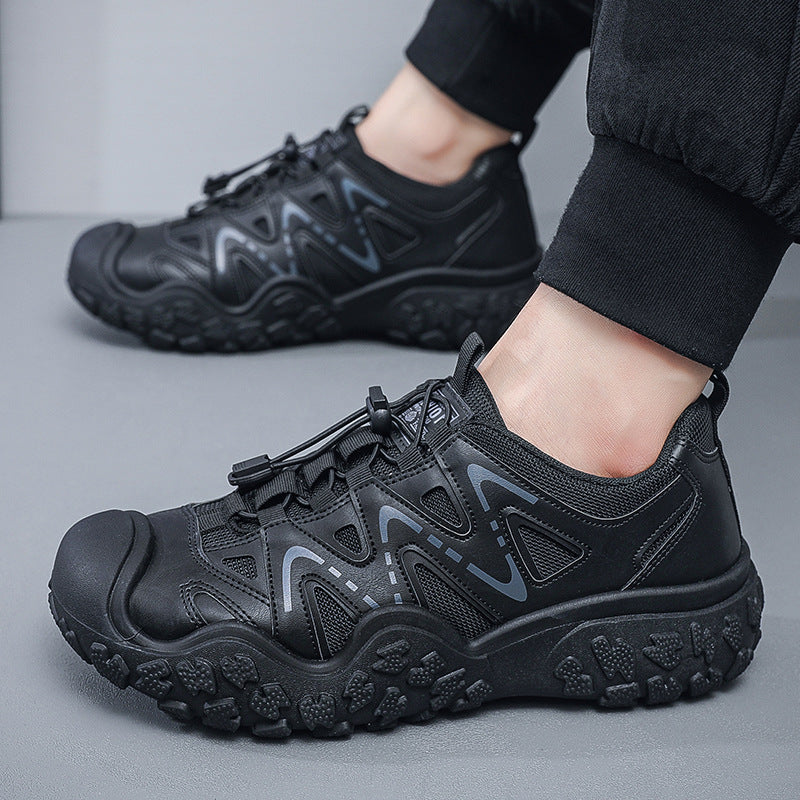Męskie Outdoorowe Buty Turystyczne Oddychająca Cholewka Średni Obcas Podeszwa Rugged Sznurowane