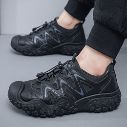 Męskie Outdoorowe Buty Turystyczne Oddychająca Cholewka Średni Obcas Podeszwa Rugged Sznurowane