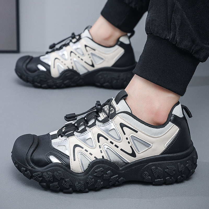Męskie Outdoorowe Buty Turystyczne Oddychająca Cholewka Średni Obcas Podeszwa Rugged Sznurowane