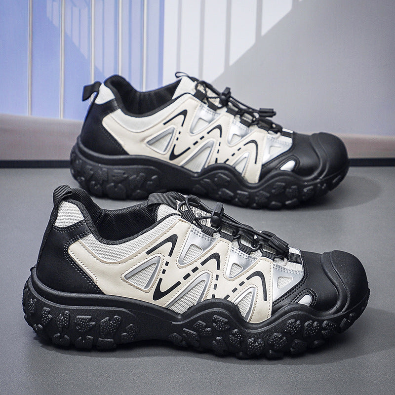 Męskie Outdoorowe Buty Turystyczne Oddychająca Cholewka Średni Obcas Podeszwa Rugged Sznurowane