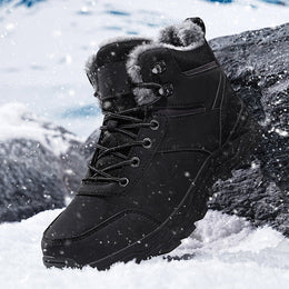 Męskie Zimowe Izolowane Buty Outdoorowe Podróżne Dwuwarstwowa Skóra Wołowa